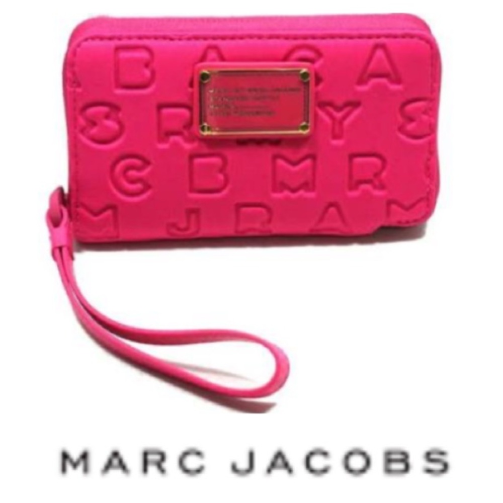SOLD!  Marc by Marc Jacobs neoprene wallet/wristlet in neon coral pink